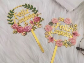 Cake topper FELIZ CUMPLEAÑOS dorado